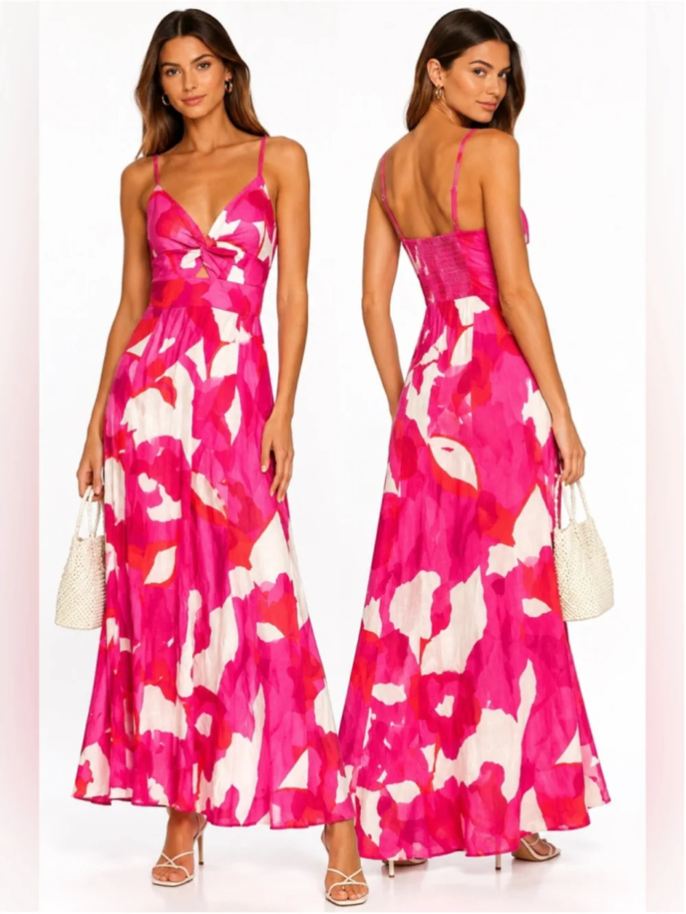 1. State Fuchsia and White Abstract Print Maxi Dress - Picture 7 of 7